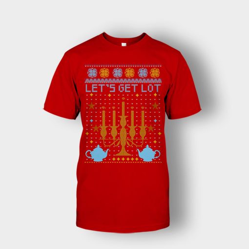 Lets-Get-Lot-Xmas-Disney-Beauty-And-The-Beast-Unisex-T-Shirt-Red