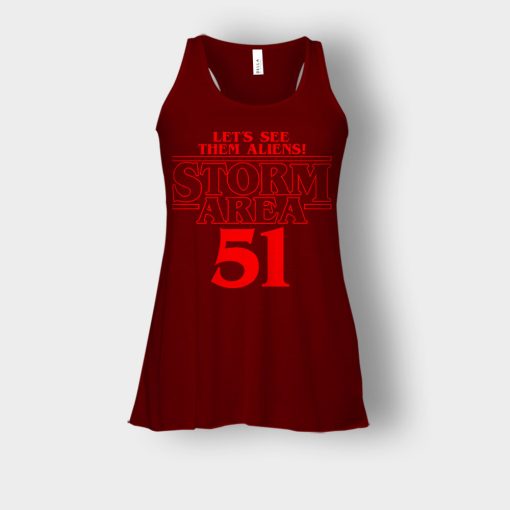 Lets-see-them-Aliens-Storm-Area-51-Stranger-Things-Bella-Womens-Flowy-Tank-Maroon