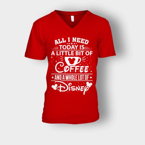 Little-Bit-Coffee-Disney-Inspired-Unisex-V-Neck-T-Shirt-Red
