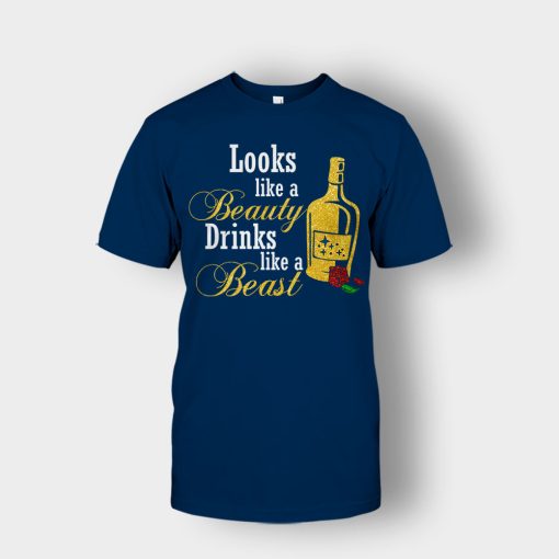 Look-Like-The-Beauty-Drinks-Like-A-Beast-Disney-Beauty-And-The-Beast-Unisex-T-Shirt-Navy