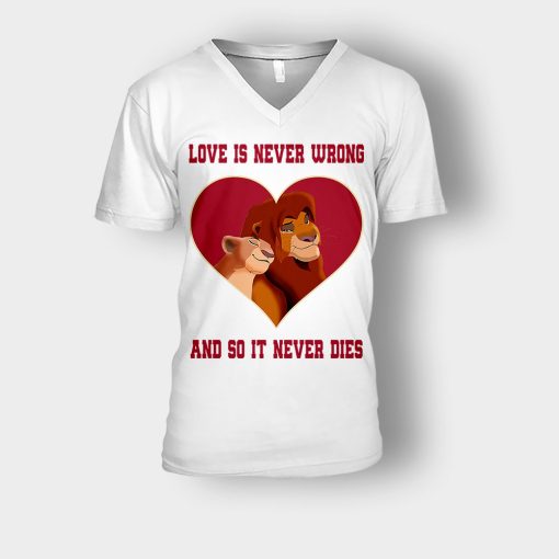 Love-Is-Never-Wrong-So-It-Never-Dies-The-Lion-King-Disney-Inspired-Unisex-V-Neck-T-Shirt-White