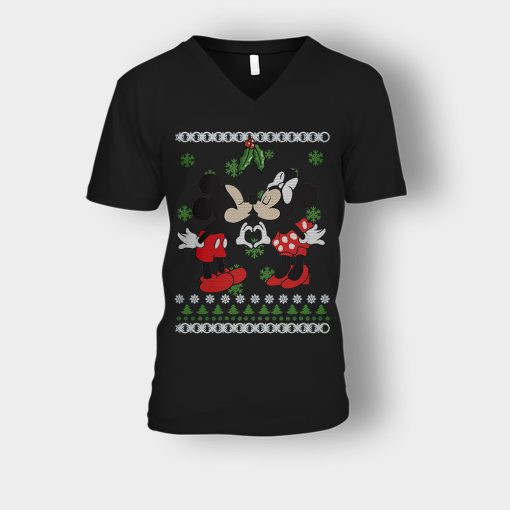 Love-Line-Christmas-Disney-Mickey-Inspired-Unisex-V-Neck-T-Shirt-Black