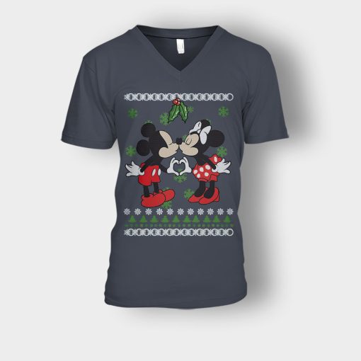 Love-Line-Christmas-Disney-Mickey-Inspired-Unisex-V-Neck-T-Shirt-Dark-Heather
