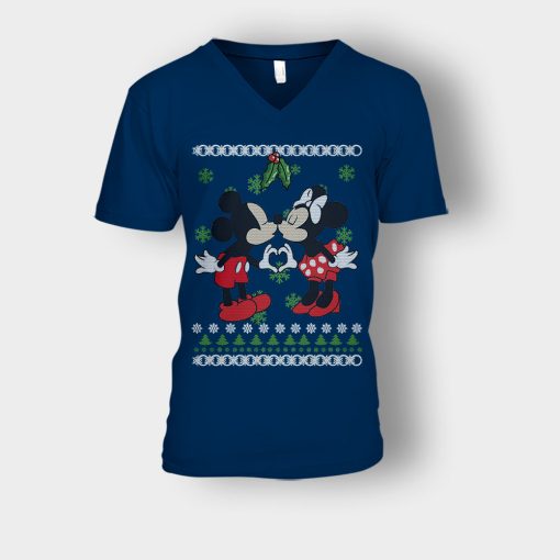 Love-Line-Christmas-Disney-Mickey-Inspired-Unisex-V-Neck-T-Shirt-Navy