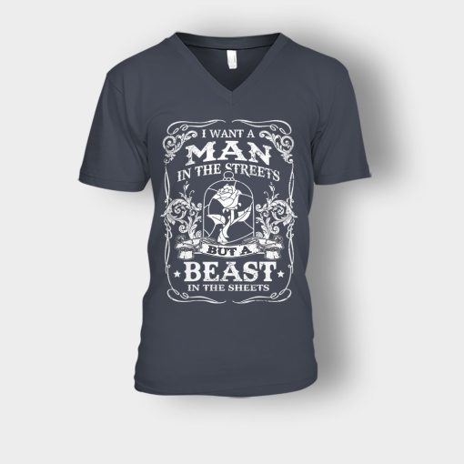 Man-Is-The-Street-Beauty-In-The-Sheet-Disney-Beauty-And-The-Beast-Unisex-V-Neck-T-Shirt-Dark-Heather