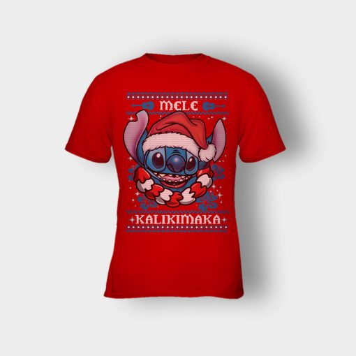 Mele-Kalimilaka-Disney-Lilo-And-Stitch-Kids-T-Shirt-Red