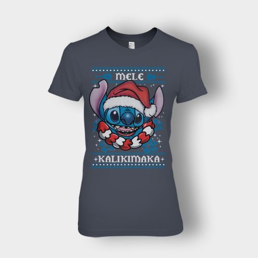 Mele-Kalimilaka-Disney-Lilo-And-Stitch-Ladies-T-Shirt-Dark-Heather