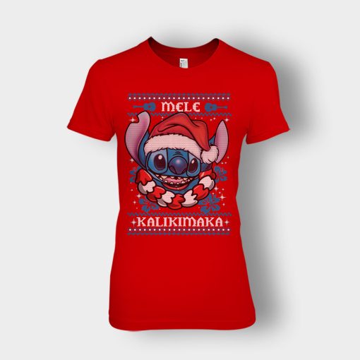 Mele-Kalimilaka-Disney-Lilo-And-Stitch-Ladies-T-Shirt-Red