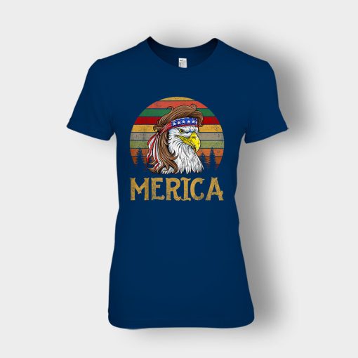 Merica-Eagle-America-4th-Of-July-Independence-Day-Patriot-Ladies-T-Shirt-Navy