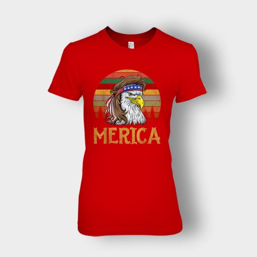 Merica-Eagle-America-4th-Of-July-Independence-Day-Patriot-Ladies-T-Shirt-Red