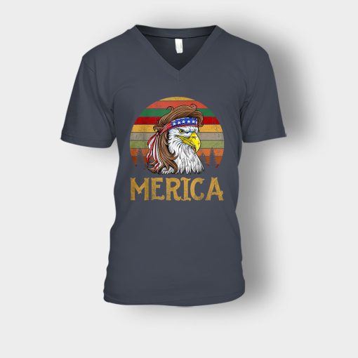 Merica-Eagle-America-4th-Of-July-Independence-Day-Patriot-Unisex-V-Neck-T-Shirt-Dark-Heather