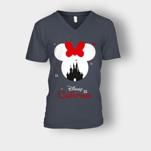 Merry-Christmas-Disney-Mickey-Inspired-Unisex-V-Neck-T-Shirt-Dark-Heather