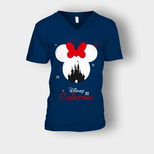 Merry-Christmas-Disney-Mickey-Inspired-Unisex-V-Neck-T-Shirt-Navy