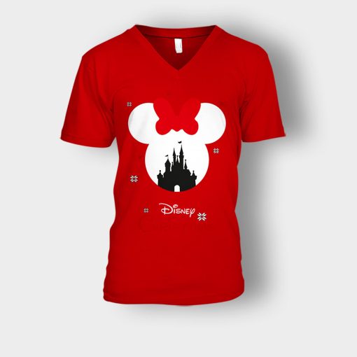 Merry-Christmas-Disney-Mickey-Inspired-Unisex-V-Neck-T-Shirt-Red