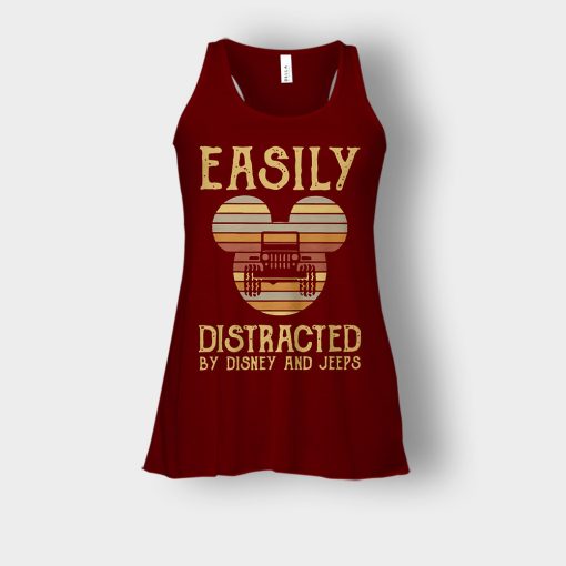 Mickey-Mouse-sunset-Easily-Distracted-By-Disney-And-Jeeps-Shirt-Bella-Womens-Flowy-Tank-Maroon