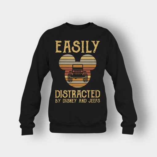 Mickey-Mouse-sunset-Easily-Distracted-By-Disney-And-Jeeps-Shirt-Crewneck-Sweatshirt-Black