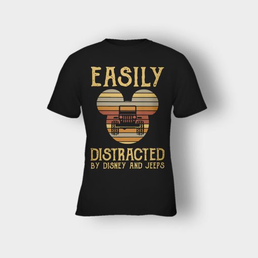Mickey-Mouse-sunset-Easily-Distracted-By-Disney-And-Jeeps-Shirt-Kids-T-Shirt-Black