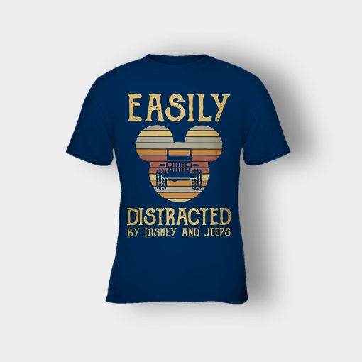 Mickey-Mouse-sunset-Easily-Distracted-By-Disney-And-Jeeps-Shirt-Kids-T-Shirt-Navy