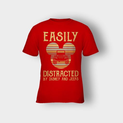 Mickey-Mouse-sunset-Easily-Distracted-By-Disney-And-Jeeps-Shirt-Kids-T-Shirt-Red