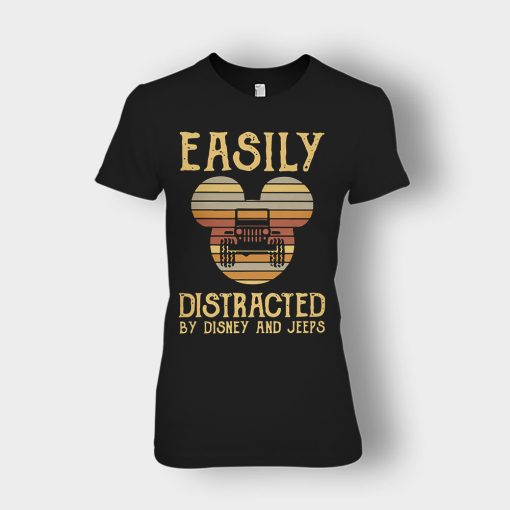 Mickey-Mouse-sunset-Easily-Distracted-By-Disney-And-Jeeps-Shirt-Ladies-T-Shirt-Black