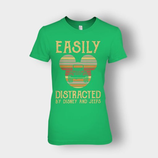 Mickey-Mouse-sunset-Easily-Distracted-By-Disney-And-Jeeps-Shirt-Ladies-T-Shirt-Irish-Green