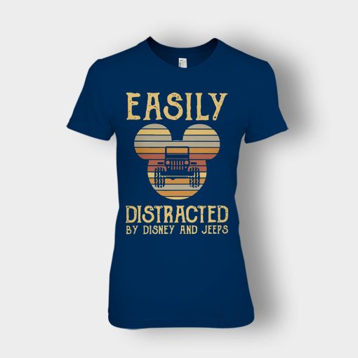 Mickey-Mouse-sunset-Easily-Distracted-By-Disney-And-Jeeps-Shirt-Ladies-T-Shirt-Navy