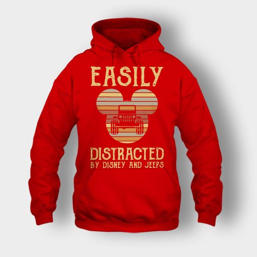 Mickey-Mouse-sunset-Easily-Distracted-By-Disney-And-Jeeps-Shirt-Unisex-Hoodie-Red