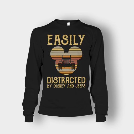 Mickey-Mouse-sunset-Easily-Distracted-By-Disney-And-Jeeps-Shirt-Unisex-Long-Sleeve-Black
