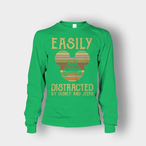 Mickey-Mouse-sunset-Easily-Distracted-By-Disney-And-Jeeps-Shirt-Unisex-Long-Sleeve-Irish-Green