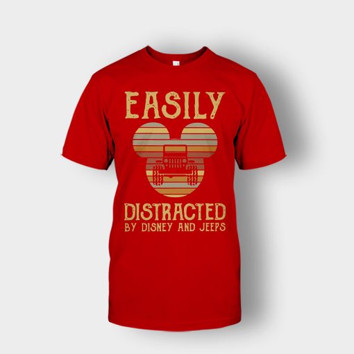 Mickey-Mouse-sunset-Easily-Distracted-By-Disney-And-Jeeps-Shirt-Unisex-T-Shirt-Red