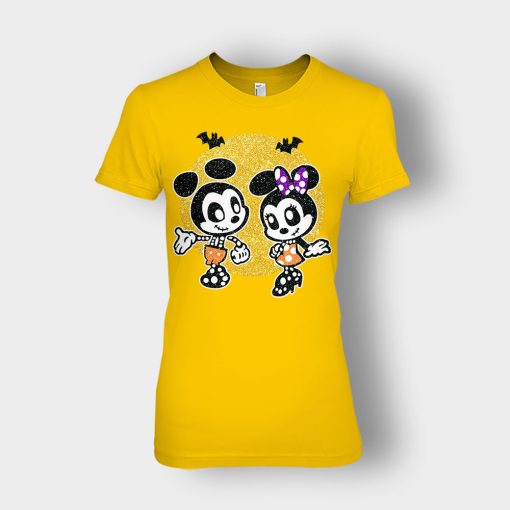 Minnie-Mickey-Skeleton-Halloween-Disney-Mickey-Inspired-Ladies-T-Shirt-Gold