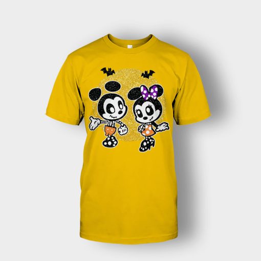 Minnie-Mickey-Skeleton-Halloween-Disney-Mickey-Inspired-Unisex-T-Shirt-Gold