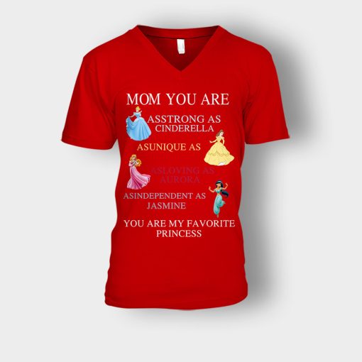 Mom-You-Are-My-Favorite-Princess-Disney-Unisex-V-Neck-T-Shirt-Red
