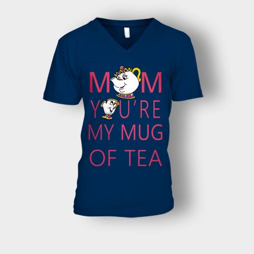 Mom-Youre-My-Mug-Of-Tea-Disney-Beauty-And-The-Beast-Unisex-V-Neck-T-Shirt-Navy