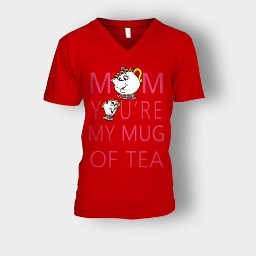 Mom-Youre-My-Mug-Of-Tea-Disney-Beauty-And-The-Beast-Unisex-V-Neck-T-Shirt-Red