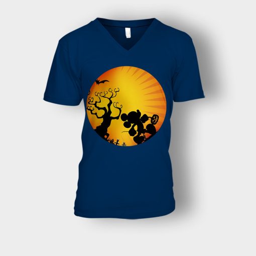 Moonwalk-Halloween-Disney-Mickey-Inspired-Unisex-V-Neck-T-Shirt-Navy