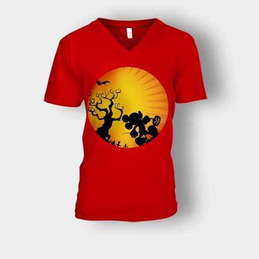 Moonwalk-Halloween-Disney-Mickey-Inspired-Unisex-V-Neck-T-Shirt-Red