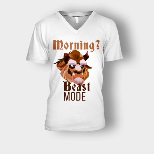 Morning-Beast-Mode-Disney-Beauty-And-The-Beast-Unisex-V-Neck-T-Shirt-White