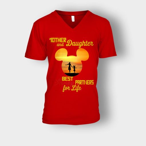 Mother-And-Daughter-Disney-Mickey-Inspired-Unisex-V-Neck-T-Shirt-Red