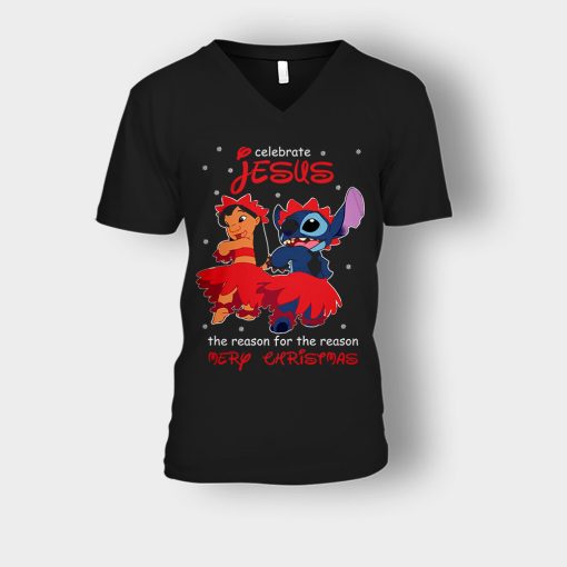 My-Celebrate-Jesus-Disney-Lilo-And-Stitch-Unisex-V-Neck-T-Shirt-Black