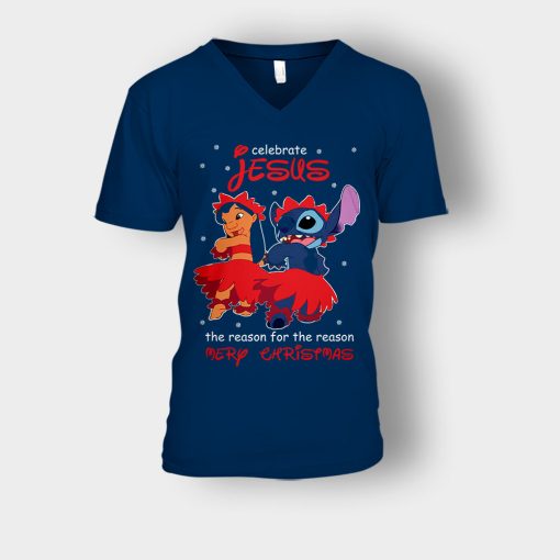 My-Celebrate-Jesus-Disney-Lilo-And-Stitch-Unisex-V-Neck-T-Shirt-Navy