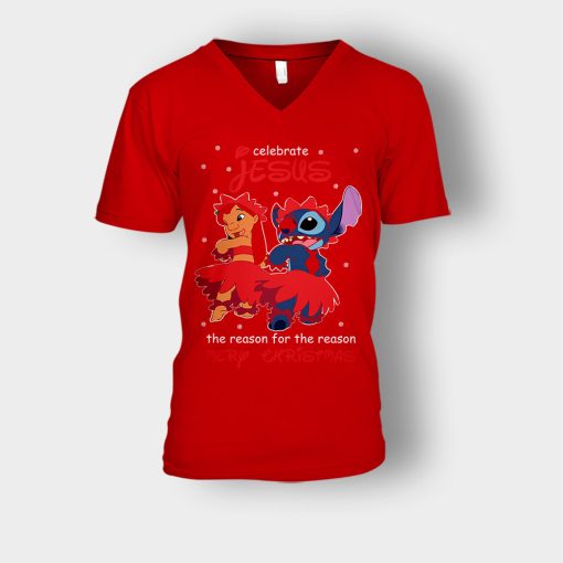 My-Celebrate-Jesus-Disney-Lilo-And-Stitch-Unisex-V-Neck-T-Shirt-Red