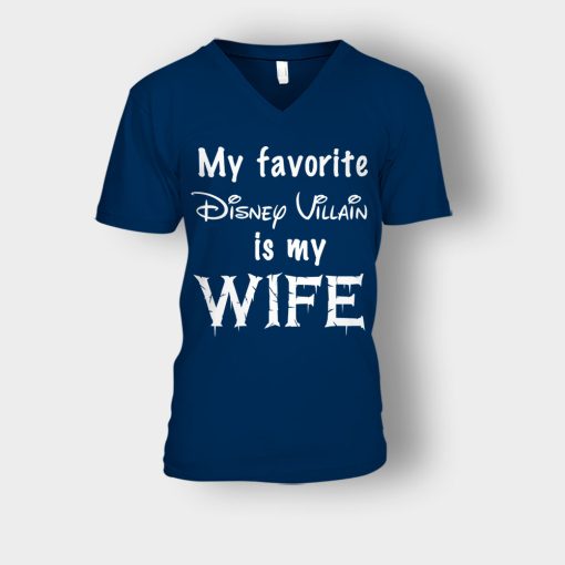 My-Favorite-Disney-Villain-Is-My-Wife-Unisex-V-Neck-T-Shirt-Navy