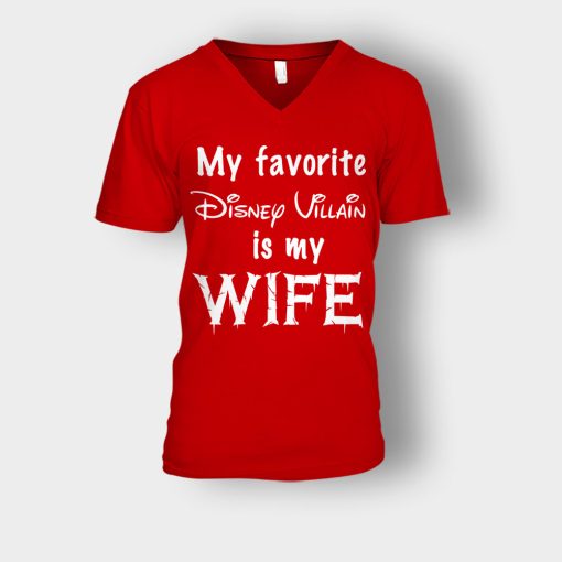 My-Favorite-Disney-Villain-Is-My-Wife-Unisex-V-Neck-T-Shirt-Red