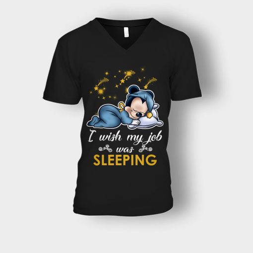My-Wish-Job-Is-Sleeping-Disney-Mickey-Inspired-Unisex-V-Neck-T-Shirt-Black