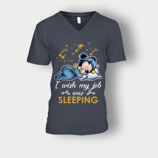 My-Wish-Job-Is-Sleeping-Disney-Mickey-Inspired-Unisex-V-Neck-T-Shirt-Dark-Heather