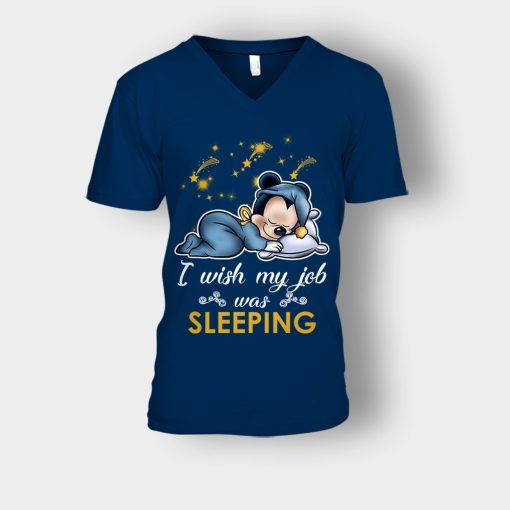 My-Wish-Job-Is-Sleeping-Disney-Mickey-Inspired-Unisex-V-Neck-T-Shirt-Navy