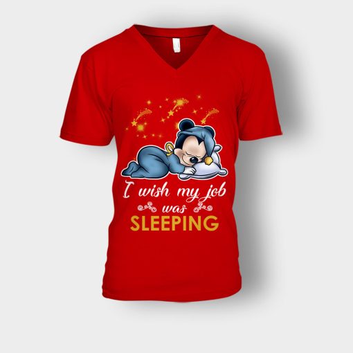 My-Wish-Job-Is-Sleeping-Disney-Mickey-Inspired-Unisex-V-Neck-T-Shirt-Red