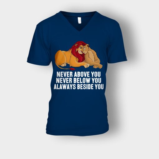 Never-Above-You-Never-Below-You-Always-Beside-You-The-Lion-King-Disney-Inspired-Unisex-V-Neck-T-Shirt-Navy