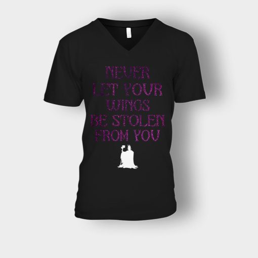 Never-Let-Your-Wings-Be-Stolen-From-You-Disney-Maleficient-Inspired-Unisex-V-Neck-T-Shirt-Black